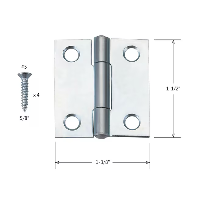 Bisagra para puerta interior/exterior de embutir plateada RELIABILT de 1-1/2 pulg. de alto (paquete de 2)