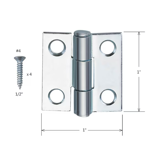 Bisagra para puerta interior/exterior de embutir plateada RELIABILT de 1 pulgada de alto (paquete de 2)