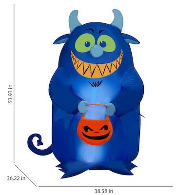 Monstruo inflable de caramelo azul con luces LED de 4,5 pies de Haunted Living