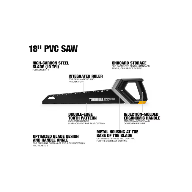 TOUGHBUILT PVC 18-in Fine Finish Cut Hand Saw