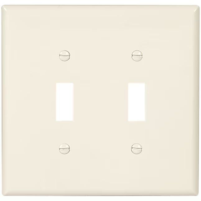 Eaton 2-Gang Midsize Light Almond Polycarbonate Indoor Toggle Wall Plate