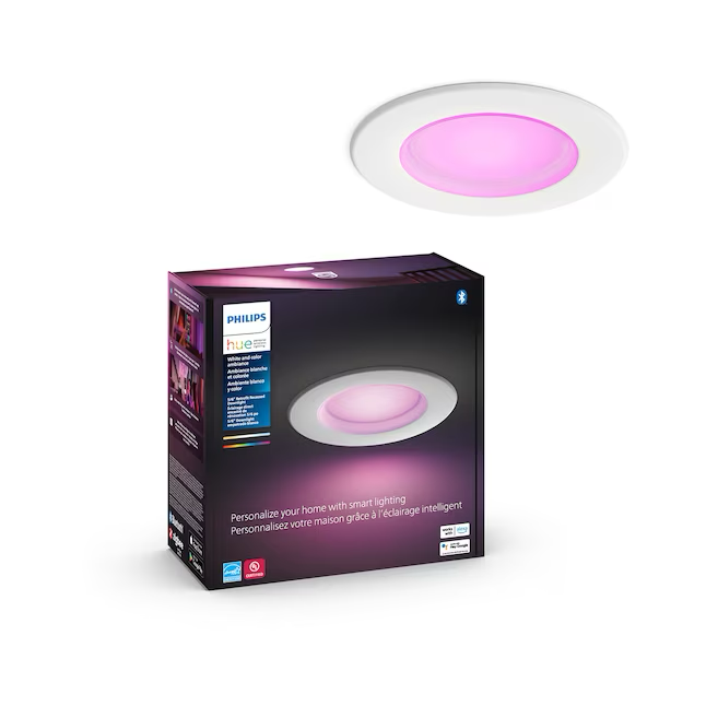 Philips Smart Bluetooth Compatibilidad Blanco Foco empotrable LED redondo conmutable, regulable, de 5 o 6 pulgadas, 1100 lúmenes