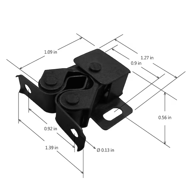 Pestillo de gabinete con rodillo negro RELIABILT de 36 mm