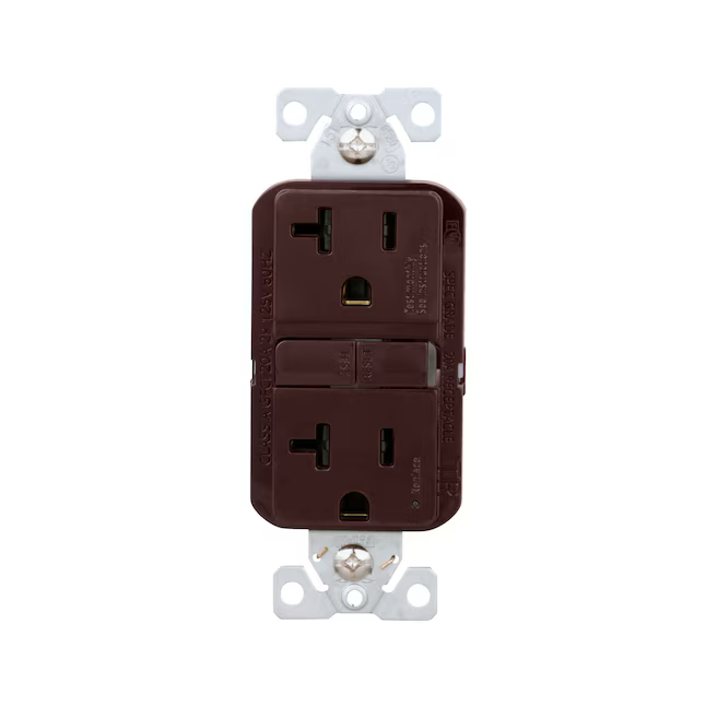 Eaton 20-Amp 125-volt Tamper Resistant GFCI Residential Decorator Outlet, Brown