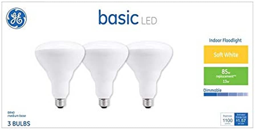 GE Basic 3er-Pack 85-W-äquivalent dimmbare 2700K Warmweiß R40 LED-Leuchtmittellampen 46309 