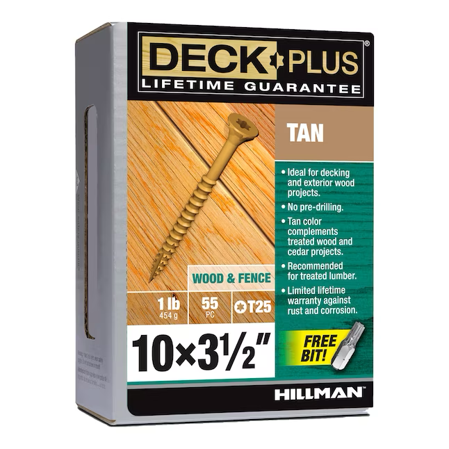 Deck Plus Nr. 10 x 3-1/2 Zoll Holz-zu-Holz-Terrassenschrauben (55 Stück pro Karton)