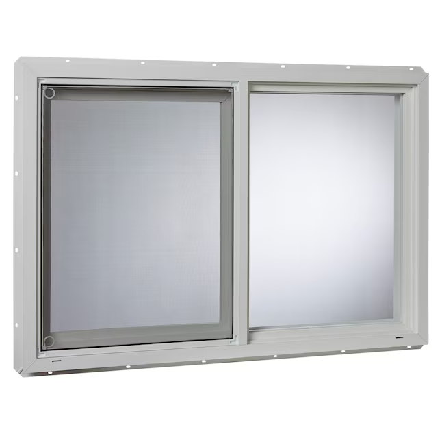 RELIABILT 14500 Series 47-3/4-in x 35-3/4-in x 2-29/32-in Jamb Left-operable Vinyl White Sliding Window Half Screen Included