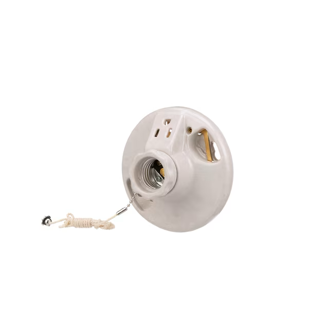 Eaton 660-Watt Porcelain Pull Chain Ceiling Socket, White