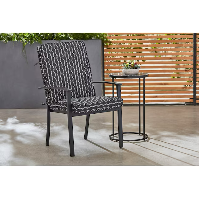 Origin 21 20-in x 20-in Black Helix Jacquard High Back Patio Chair Cushion