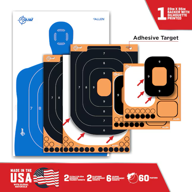 EZ Aim Champion Target Stand Kit - 23x35 Backer with Silhouette, 2x12x18 IPSC Targets, 6x10 Ring Replacement Targets