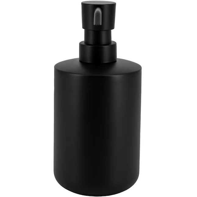 Dispensador de jabón y loción independiente de 15 oz de capacidad en color negro mate de Allen + Roth