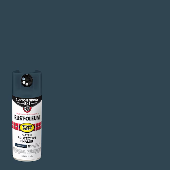 Pintura en aerosol azul medianoche satinada Stops Rust 5 en 1 de Rust-Oleum (peso neto: 12 oz)