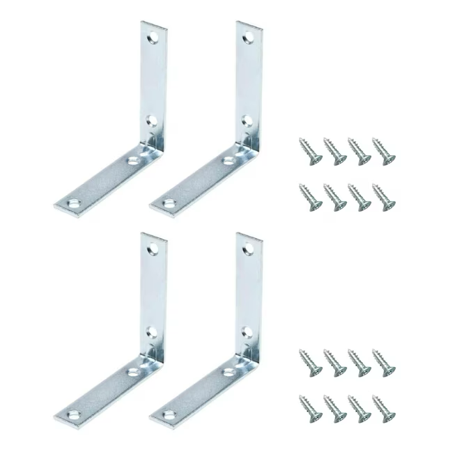 RELIABILT 4-in x 0.875-in x 4-in-Gauge Zinc Steel Corner Brace (4-Pack)