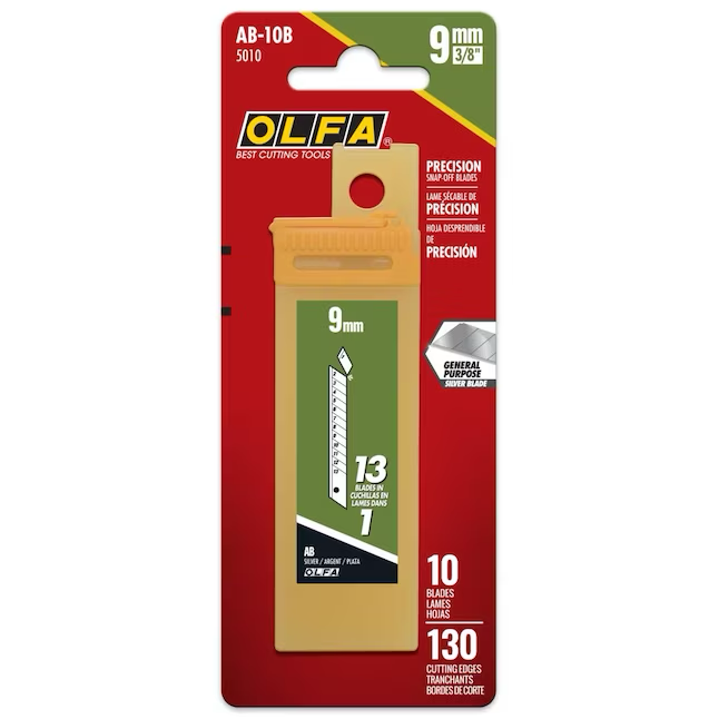 OLFA 9 mm Abbrechbare Universal-Rasierklinge aus Karbonstahl (10er-Pack)