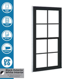 RELIABILT Serie 150 Nueva construcción 31-1/2 pulgadas x 51-1/2 pulgadas x 3-1/4 pulgadas Jamba Ventana de vinilo negro de baja emisividad de una sola hoja con rejillas Media pantalla incluida