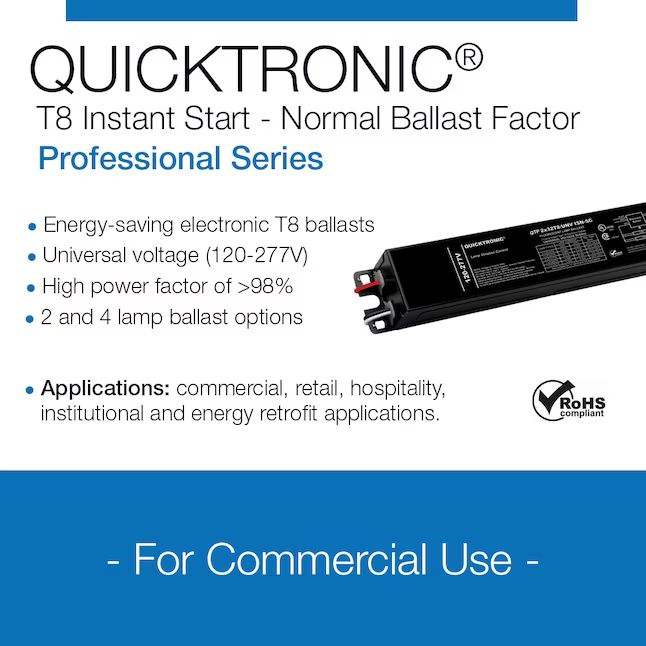 QUICKTRONIC T8 2-Bulb Commercial Fluorescent Light Ballast