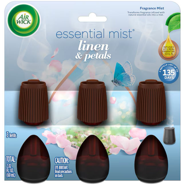 Air Wick Mist 0,67 fl oz Leinen- und Blütenblätter-Nachfüll-Lufterfrischer (3er-Pack) 