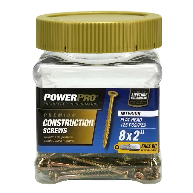 Power Pro #8 x 2-in Yellow Zinc Interior Wood Screws (125-Per Box)