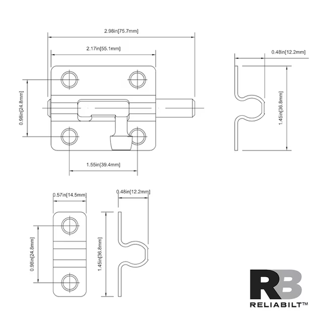 RELIABILT 3-in Polished Brass Steel Barrel Bolt