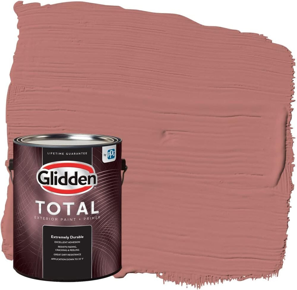 Glidden Total Exterior Paint & Primer Semi-Gloss, Earth Rose