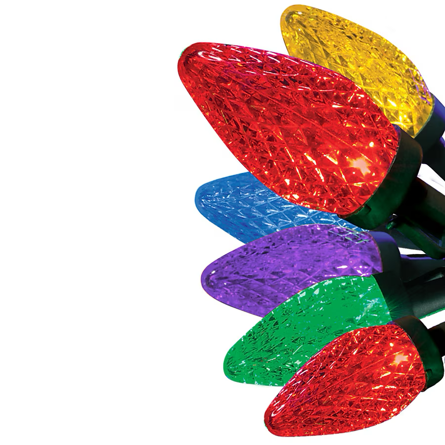 Luces navideñas GE Energy Smart con LED multicolores y corte de diamante C9 de 100 unidades