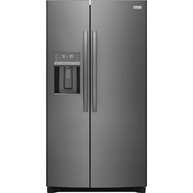 Frigidaire Gallery 25,6 Kubikfuß Side-by-Side-Kühlschrank mit Eismaschine, Wasser- und Eisspender (fingerabdruckresistenter schwarzer Edelstahl) ENERGY STAR