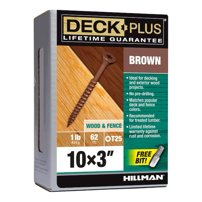 Deck Plus Tornillos para terrazas de madera a madera #10 x 3 pulgadas (73 por caja)