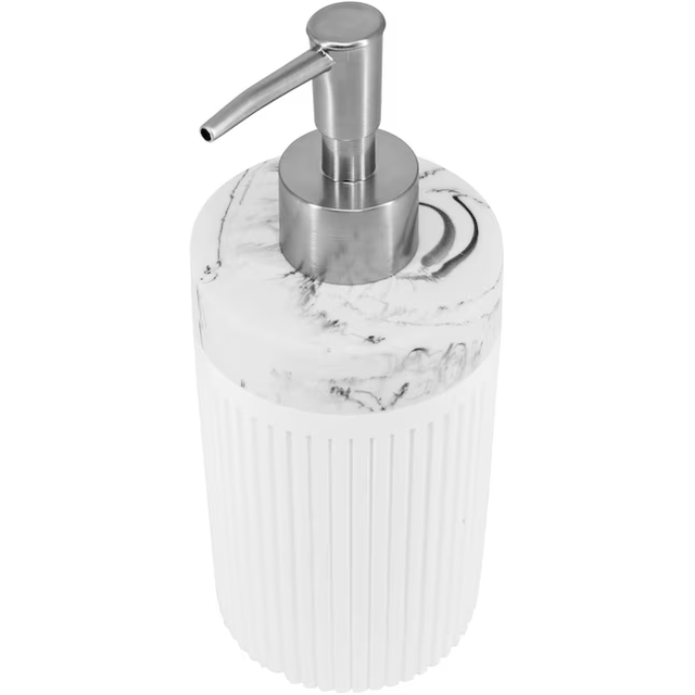 allen + roth White Marble 13-oz Capacity Freestanding Soap and Lotion Dispenser