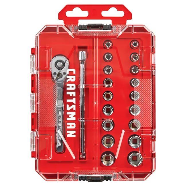 CRAFTSMAN Juego de herramientas mecánicas estándar (SAE) y métricas de cromo pulido de 20 piezas con estuche rígido 