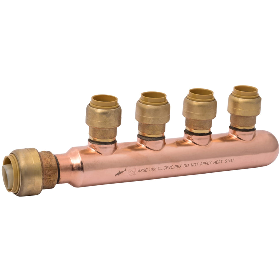 SharkBite 3/4 in. x 1/2 in. Push-to-Connect Copper 4-Port Closed Manifold Fitting