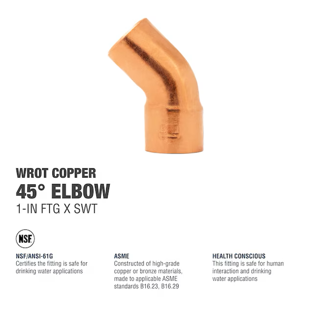 Streamline 1-in 45-Degree Copper Street Elbow