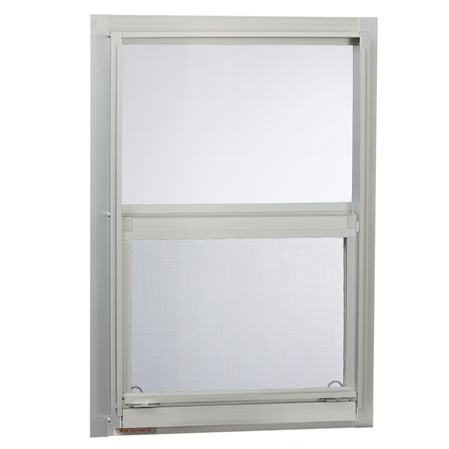 Project Source 40000 Series Replacement 14-in x 21-in x 1-3/4-in Jamb Aluminum Aluminum Single-glazed Single Hung Window Half Screen Included