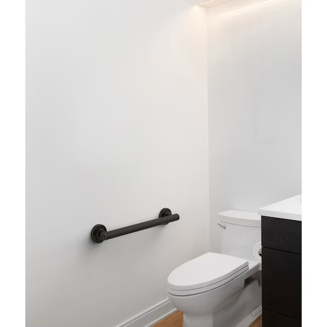 Barra de apoyo para pared Townley de 16 pulgadas de bronce frotado con aceite de Allen + Roth, compatible con ADA (capacidad de peso de 500 lb)