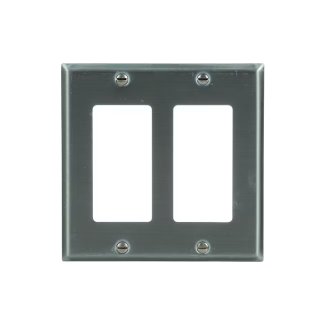 Eaton 2-Gang Standard Size Stainless Steel Stainless Steel Indoor Decorator Wall Plate