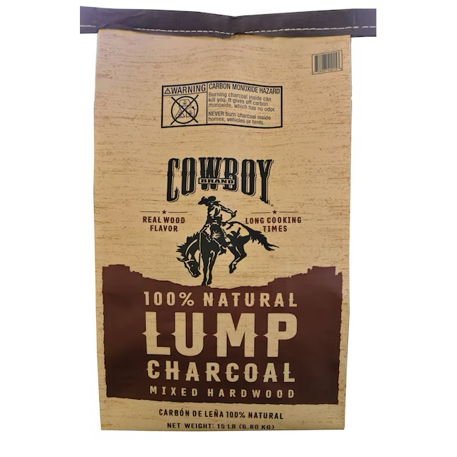 Cowboy Charcoal 15lb Hartholz-Holzkohle - 100 % echtes Holz, keine Füllstoffe oder Chemikalien - heiß und schnell brennend, zündet ohne Feuerzeugbenzin 