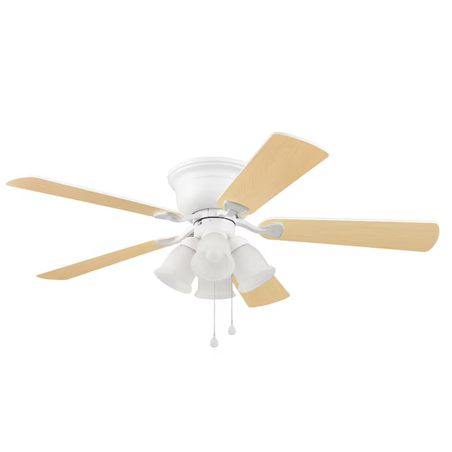 Harbor Breeze Centreville 52-in White Indoor Flush Mount Ceiling Fan with Light (5-Blade)