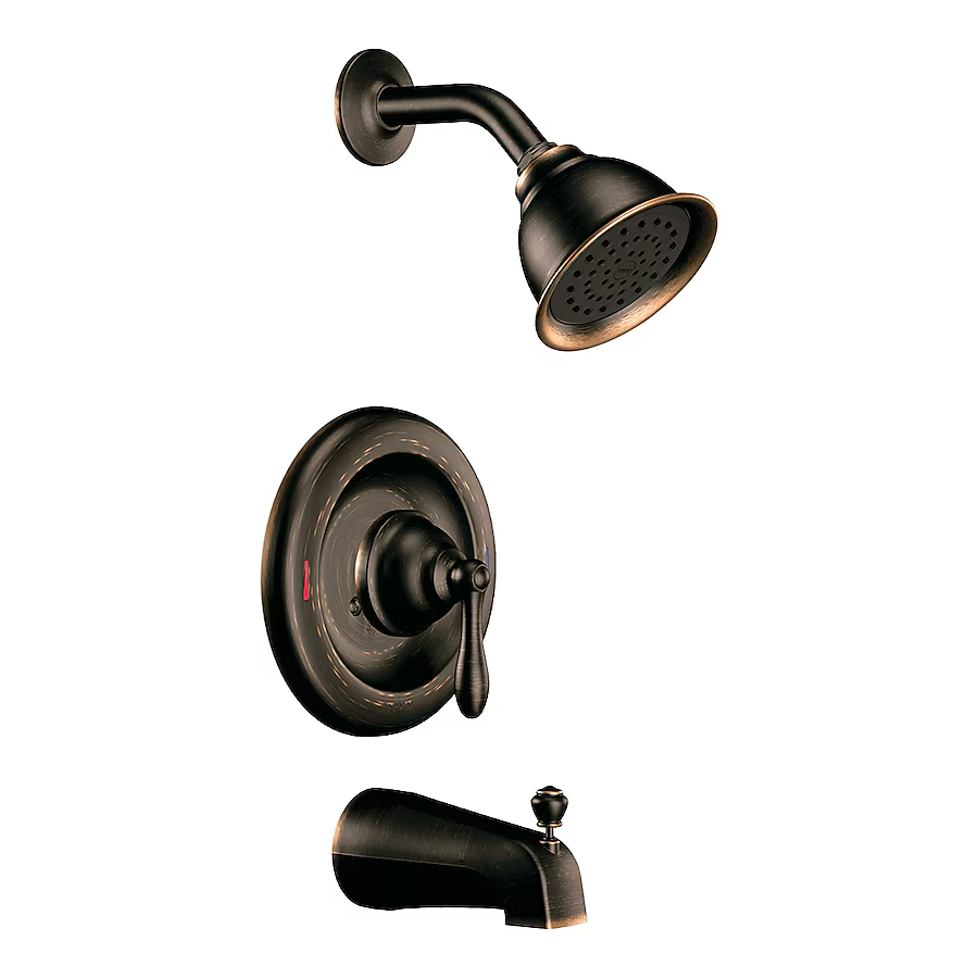 Moen Caldwell Mediterranean Bronze 1-Griff Einzelfunktion Runde Badewanne und Dusche Wasserhahn Ventil enthalten