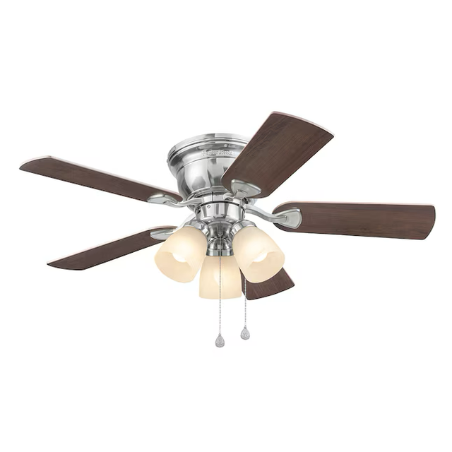 Harbor Breeze Centreville 42-in Brushed Nickel Indoor Flush Mount Ceiling Fan with Light (5-Blade)