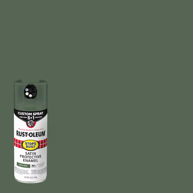 Pintura en aerosol verde terroso satinado Stops Rust 5 en 1 de Rust-Oleum (peso neto: 12 oz)