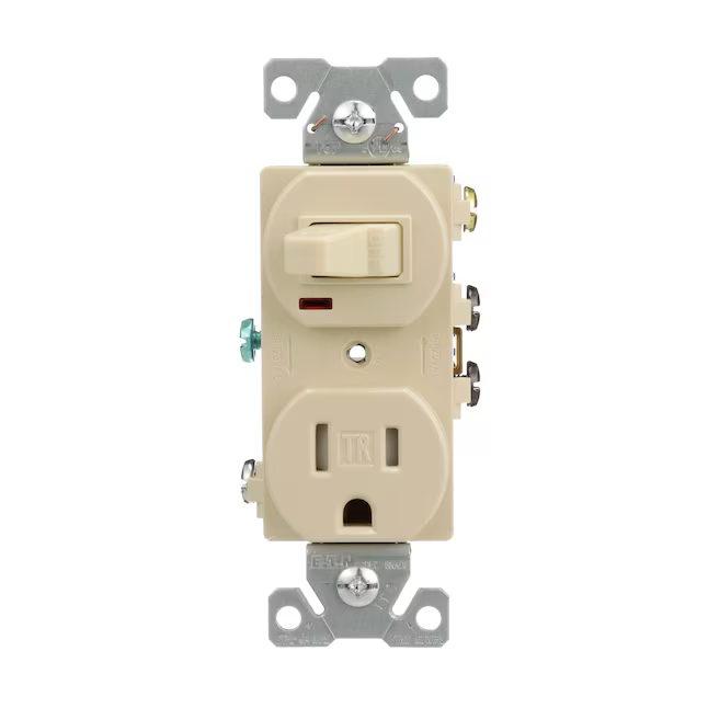 Eaton 15-Amp 125-volt Tamper Resistant Residential/Commercial Duplex Switch Outlet, Ivory