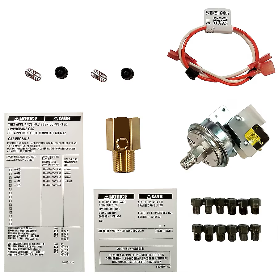 Kit de conversión a gas LP de ROYALTON para hornos a gas de 2 etapas - Varios colores y acabados - Compatible con los modelos ROYALTON 80G2 y 95G2 - Fácil instalación