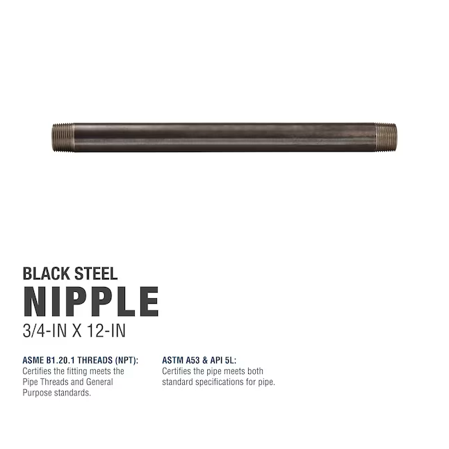 RELIABILT 3/4-in x 12-in Black Nipple