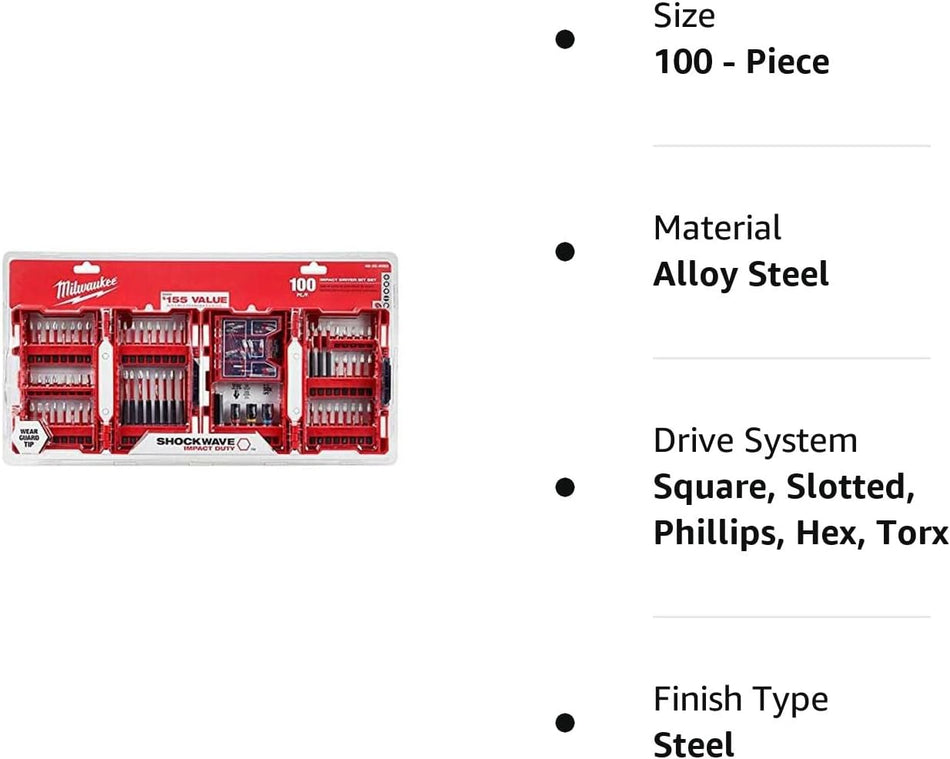 Milwaukee Shockwave Impact Duty Alloy Steel Drill and Screw Driver Bit Set (100-Piece)