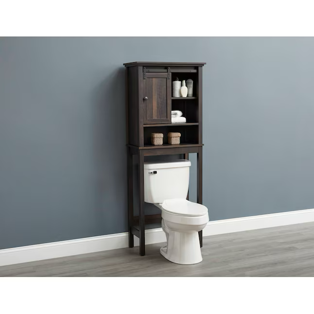 Style Selections Morriston 25-in x 64-in x 13-in Brown 3-Shelf Over-the-Toilet Storage