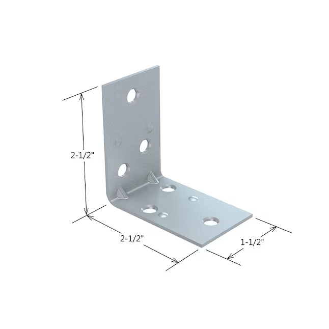 RELIABILT Soporte de esquina de acero zincado de calibre 2,5 x 1,5 x 2,5 pulgadas (paquete de 2)