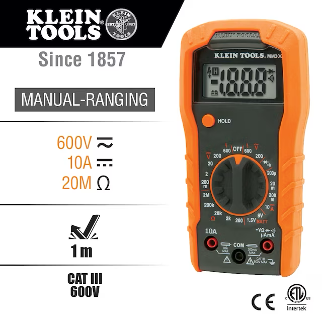 Klein Tools Non-contact Lcd Tester Kit Multimeter 10 Amp 600-Volt