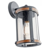 Kichler Barrington 1-Light 13-in Distressed Black and Wood Tone Outdoor Wall Light