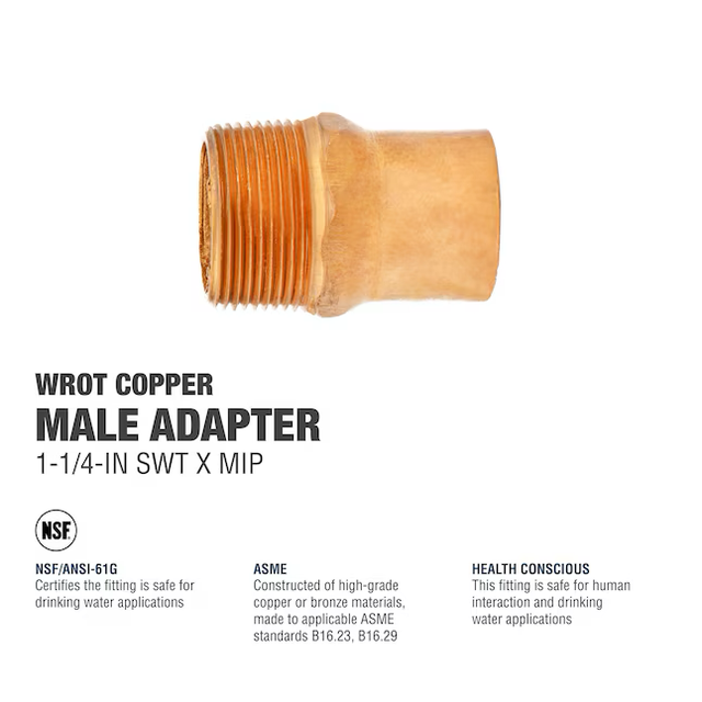 Streamline 1-1/4-in Copper Male Adapter