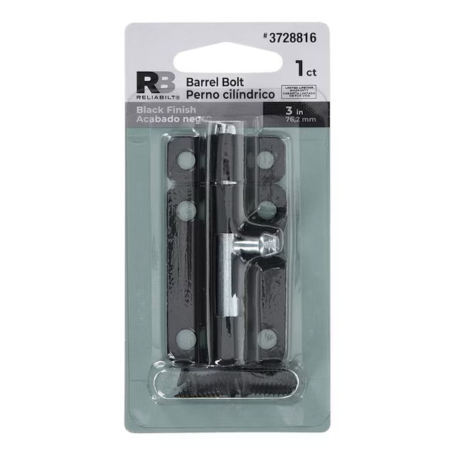 RELIABILT 3-in Black Steel Barrel Bolt