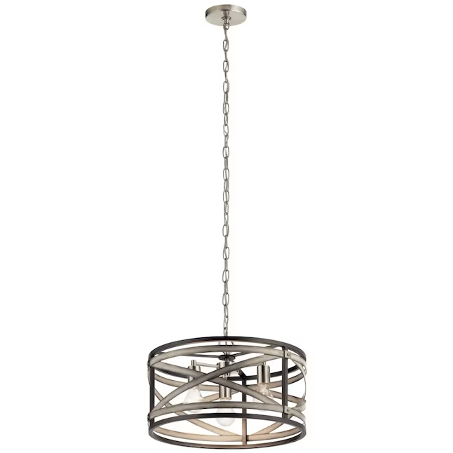 Kichler Stetton 3-Light Anvil Iron Farmhouse Drum Hanging Pendant Light